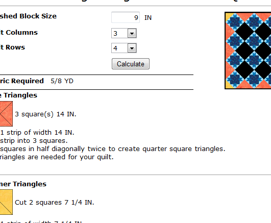 Calculadora de acolchados Calculadora gratuita para triángulos de colocación de colchas puntuales