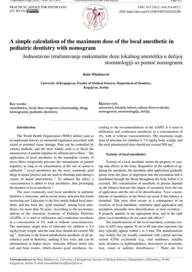 Calculadora de anestésico local