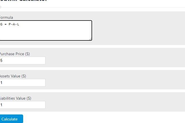 Calculadora de fondo de comercio - Academia de Calculadoras