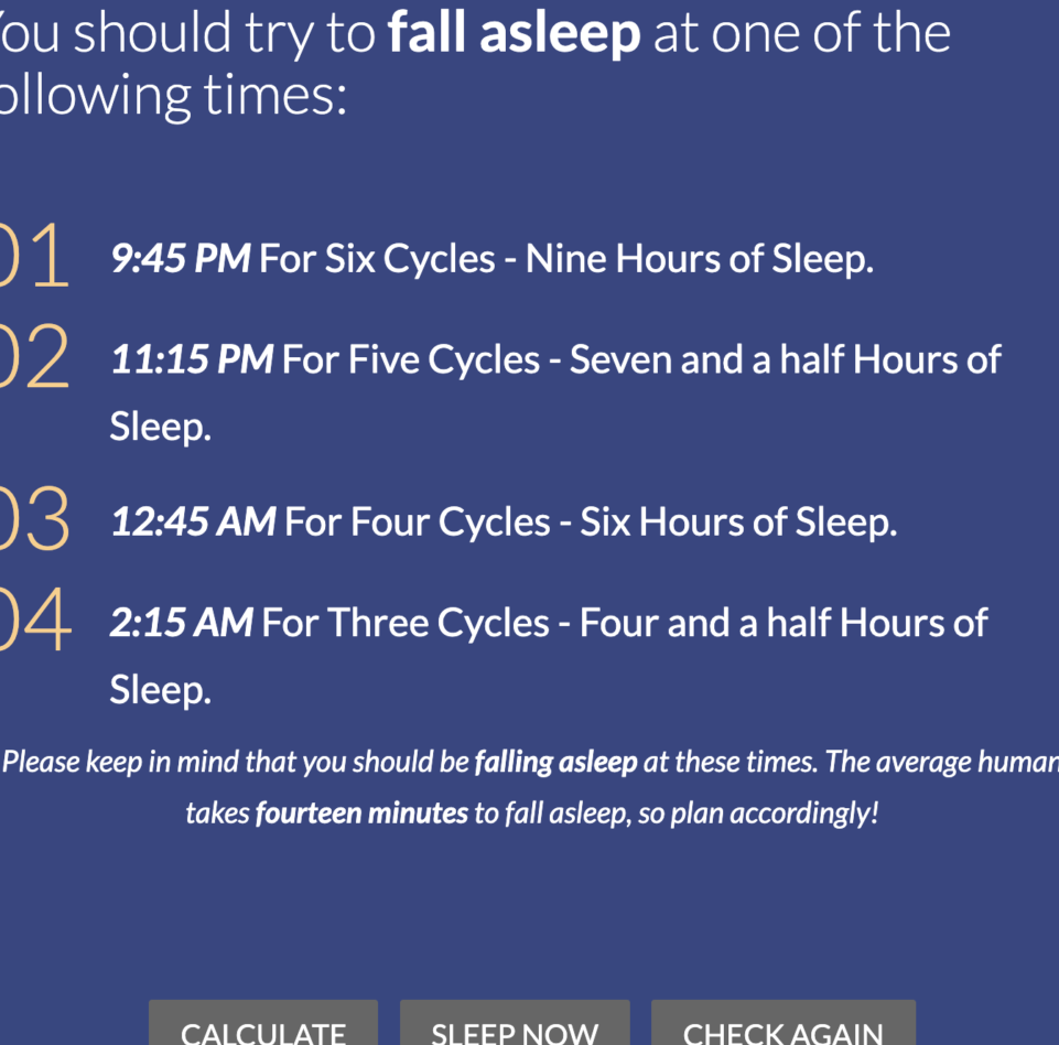 Calculadora del ciclo del sueño |
