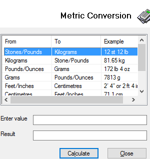 Calculadora de conversión métrica
