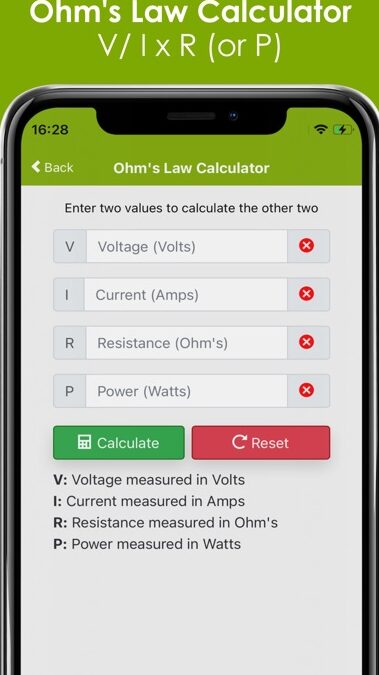 Calculadora de corriente de la Ley de Ohm Ley de Ohmios de Pro Certs Software Ltd