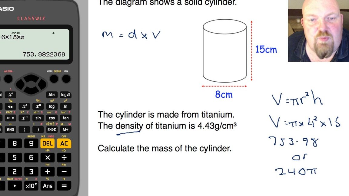 Calculadora de densidad de un cilindro Masa y volumen del cilindro
