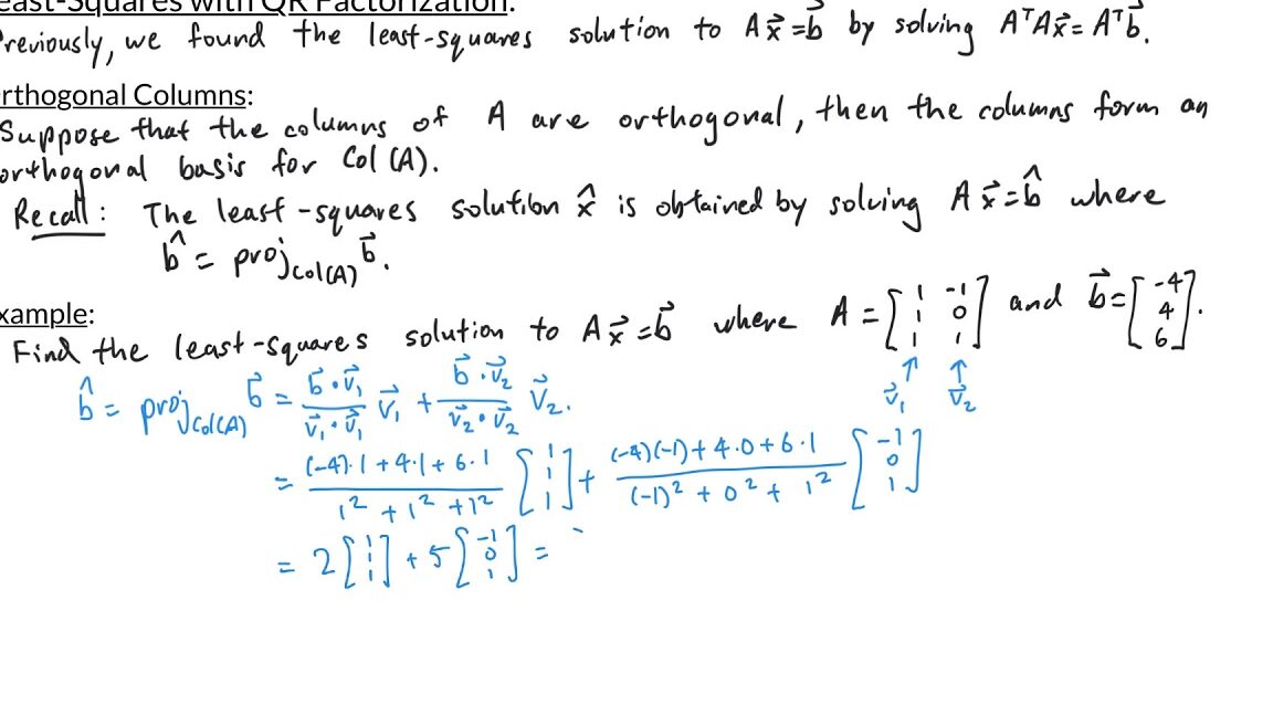 Álgebra lineal: mínimos cuadrados con factorización QR