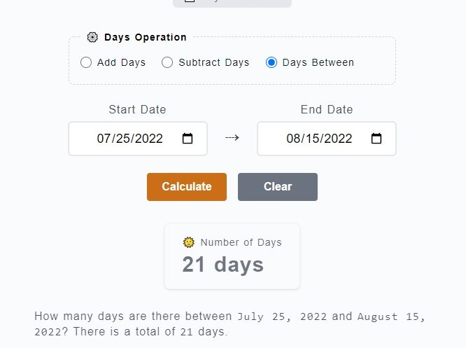 Calculadora de días
