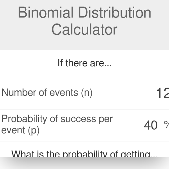 Calculadora de distribución binomial