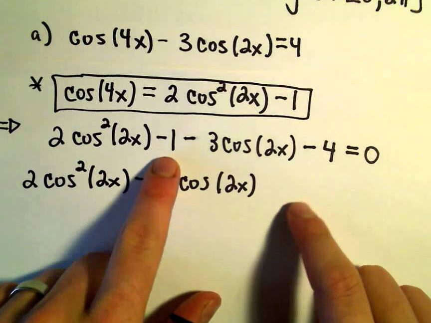 Uso de identidades de ángulos dobles para resolver ecuaciones, ejemplo 1