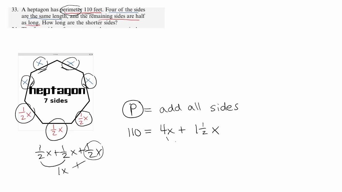 Perímetro de geometría del heptágono.