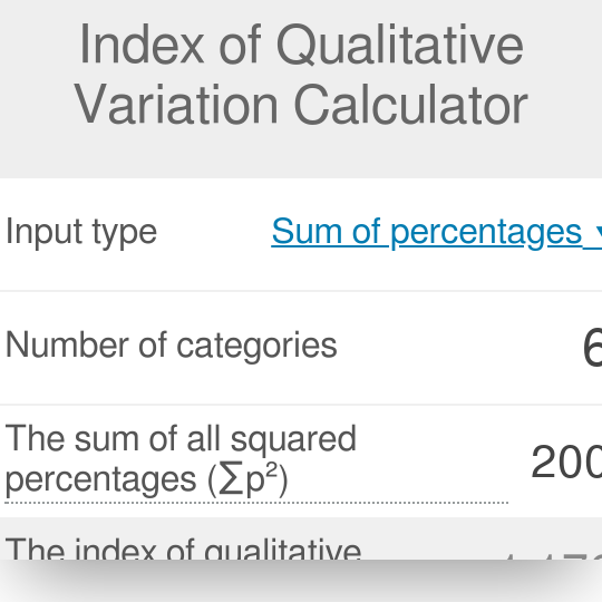Calculadora de índice de variación cualitativa