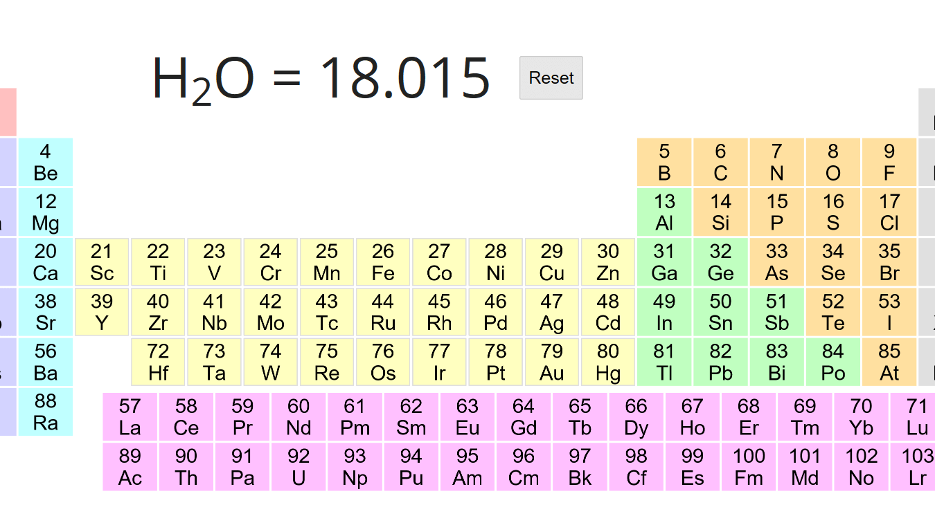 Calculadora de peso molecular - Javalab