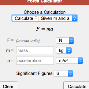 Calculadora de la Segunda Ley de Newton Calculadora de fuerza F = ma