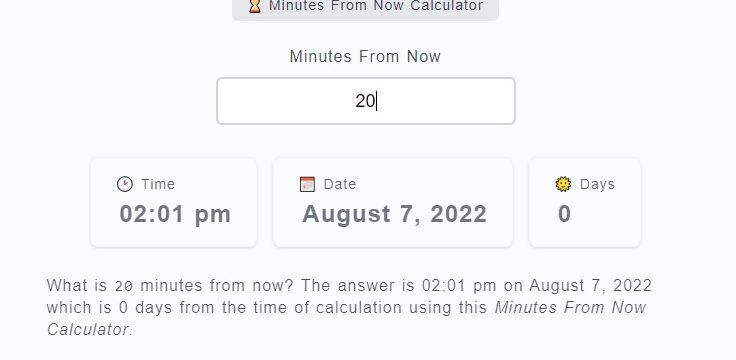 Calculadora de minutos a días Calculadora de minutos a partir de ahora