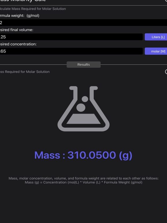 Calculadora de Molaridad Calculadora de molaridad de masa en App Store