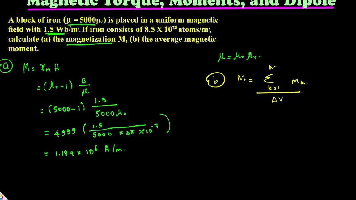 Calcule (a) la magnetización M, (b) el momento magnético promedio.