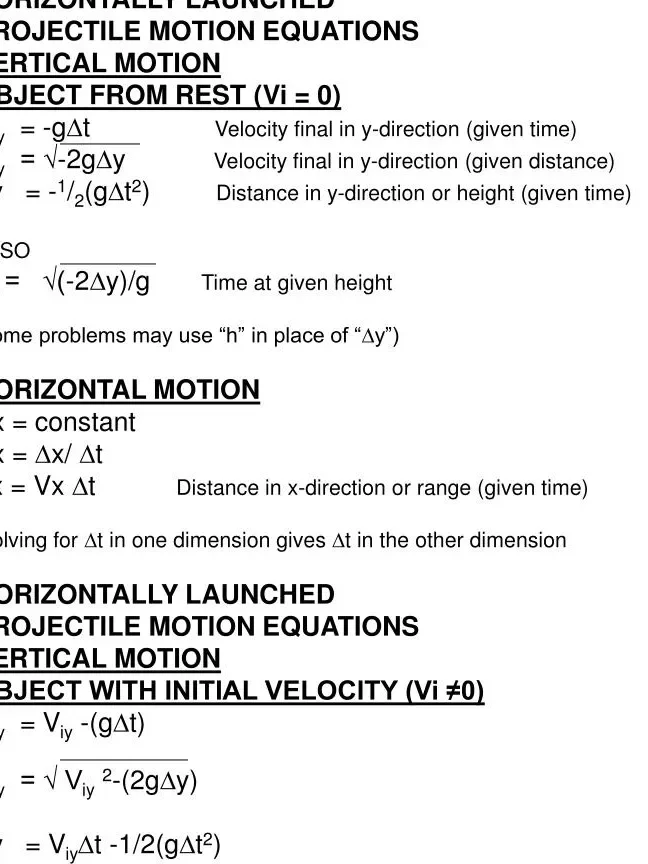 PPT - ECUACIONES DE MOVIMIENTO DE PROYECTIL LANZADO HORIZONTALMENTE VERTICAL...
