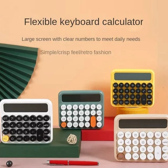 Calculadora de interruptor mecánico de escritorio de 12 dígitos Pantalla LCD grande...