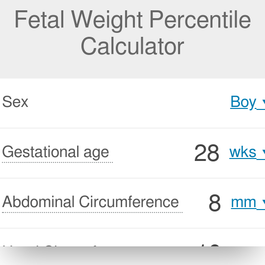 Calculadora del percentil del bebé