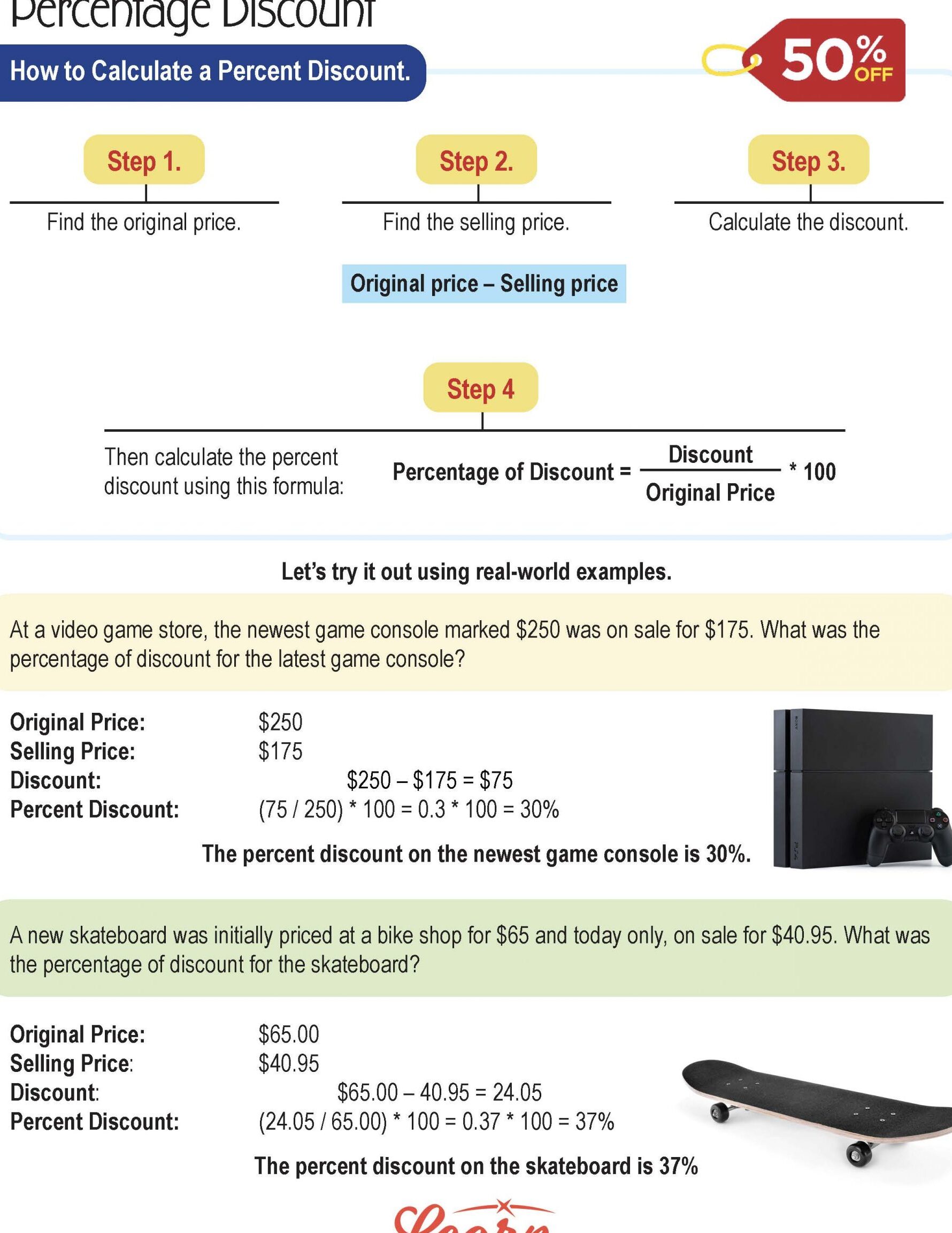 Porcentaje de descuento y porcentaje de una cantidad