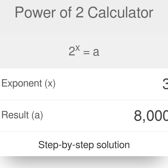 Calculadora de potencia de 2