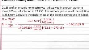 CHEM 201: Encontrar la masa molar a partir de la presión osmótica