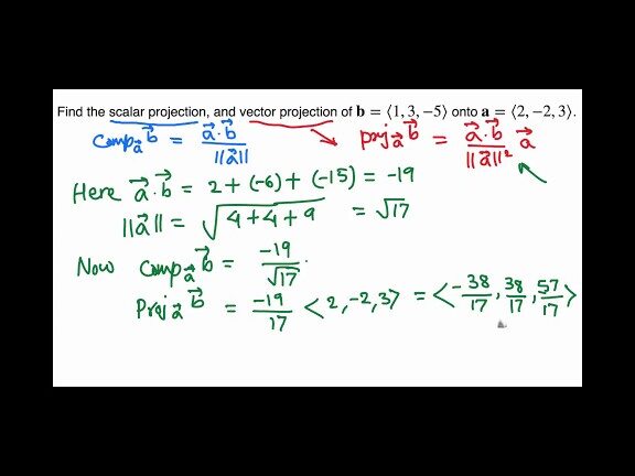 Calc III: ejemplo de búsqueda de proyecciones escalares y vectoriales - YouTube