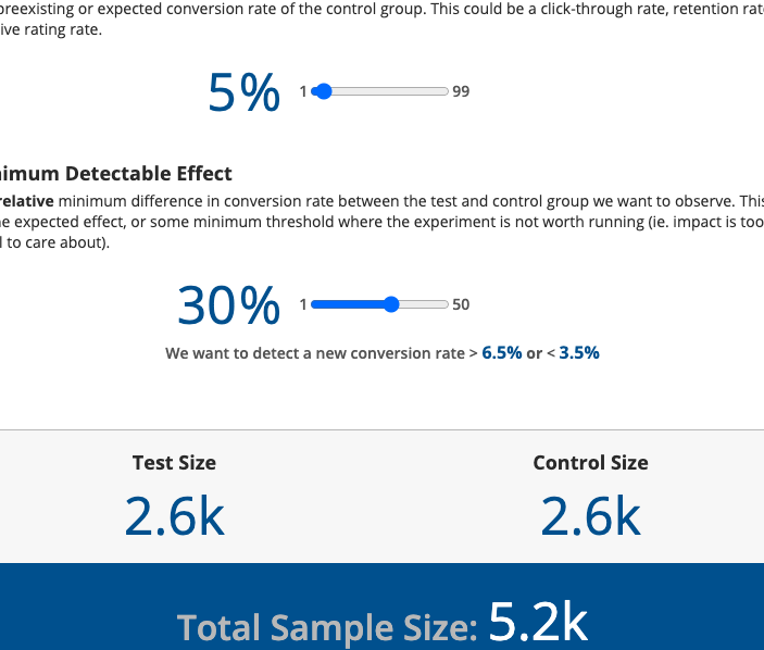 Calculadora de Prueba AB Calcular tamaños de muestra para pruebas A/B |