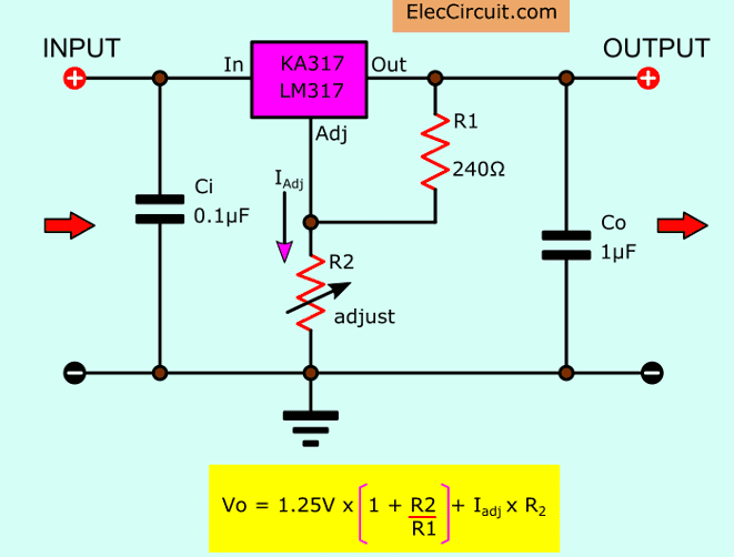 Regulador de voltaje LM317: Pinout, CALCULADORA y circuitos