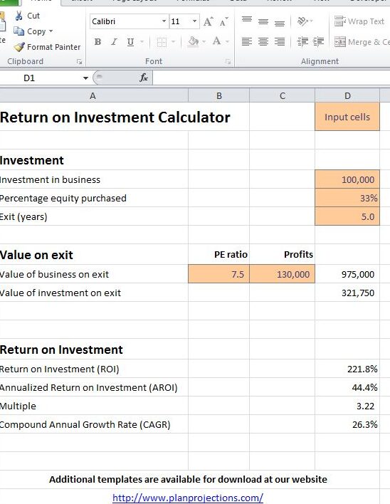 Calculadora de retorno de la inversión |