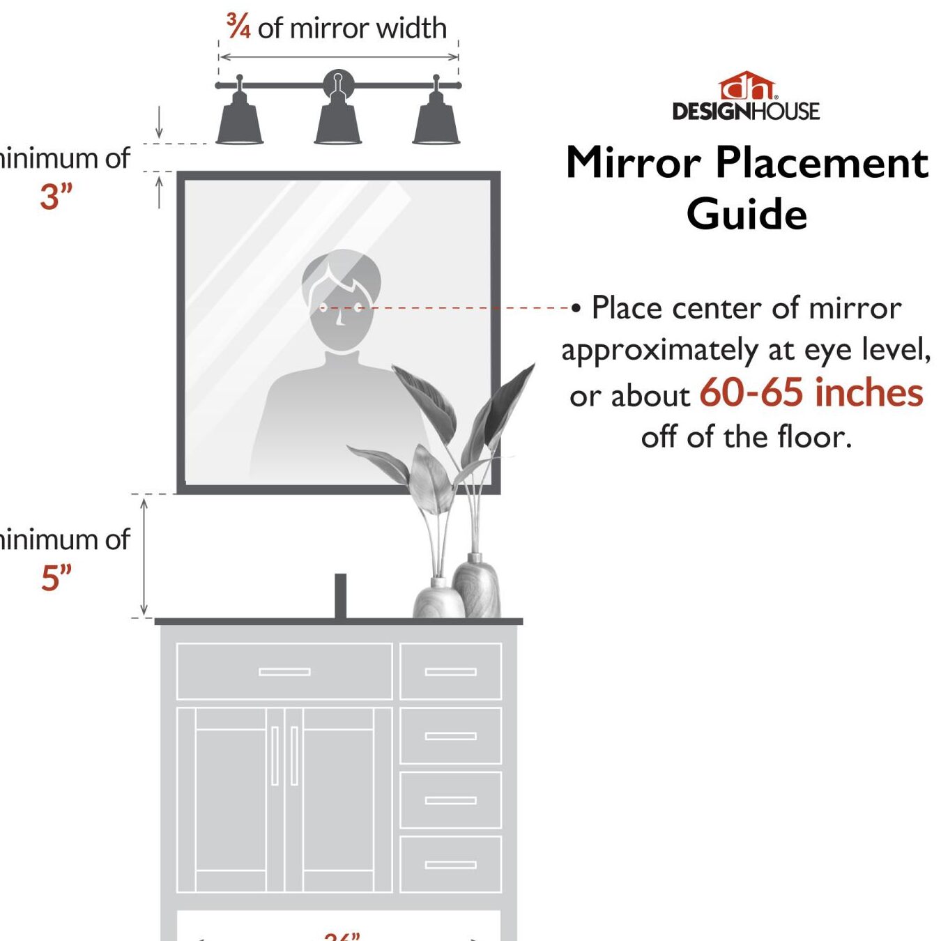 Espejo blanco Concord de 36 pulgadas con estante ǀ Baño ǀ Today's Design House