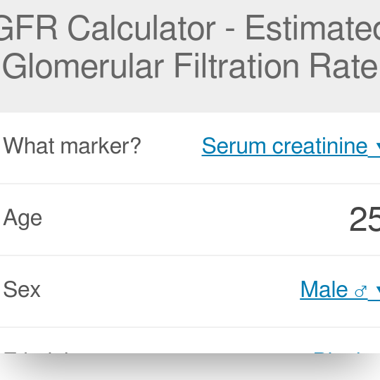 Calculadora de TFG: tasa de filtración glomerular estimada