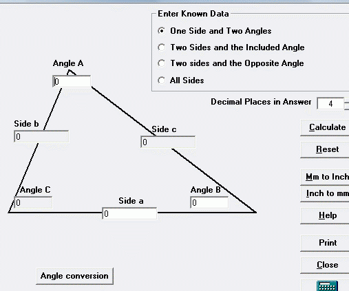 Calculadora EditCNC: Cálculos de triángulos oblicuos