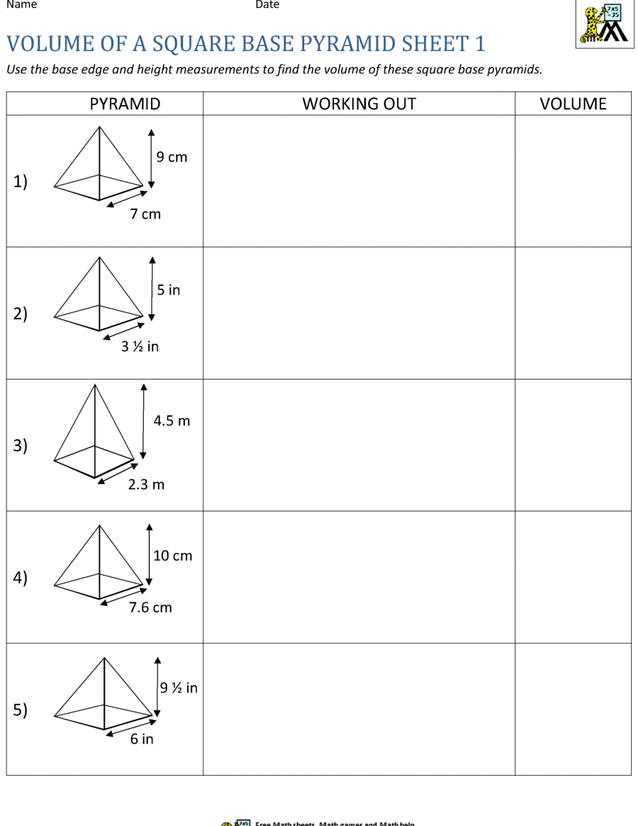 Calculadora de volumen de pirámide de base cuadrada