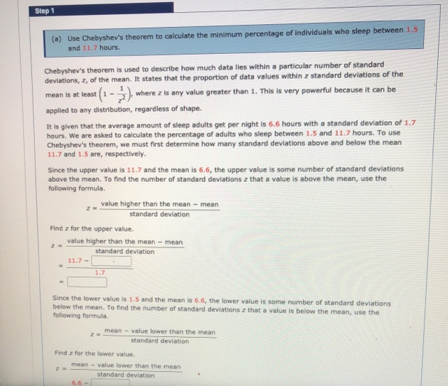 Paso resuelto 1 Utilice el teorema de Chebyshev para calcular el |