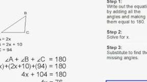 Calculadora del Teorema de la Suma de Triángulos. Teorema de la suma del triángulo (soluciones, ejemplos, hojas de trabajo, videos)