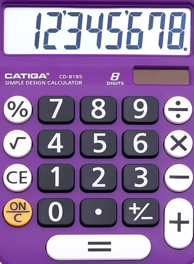 Amazon.com: Calculadora de escritorio CATIGA de 8 dígitos con energía solar y ...