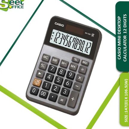 CALCULADORA DE ESCRITORIO CASIO TAMAÑO DE 12 DÍGITOS: 147(D) X 106.5(W) X 29(H...