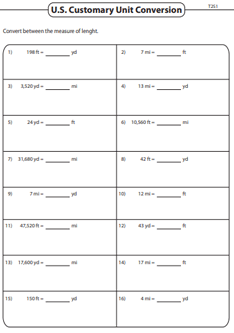 Convertir entre hojas de trabajo de pies, yardas y millas