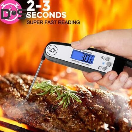 Termómetro para carne de conversión Fahrenheit Celsius con retroiluminación...