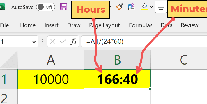 Convertir minutos en horas y minutos (HH:MM) en Excel (fórmula)
