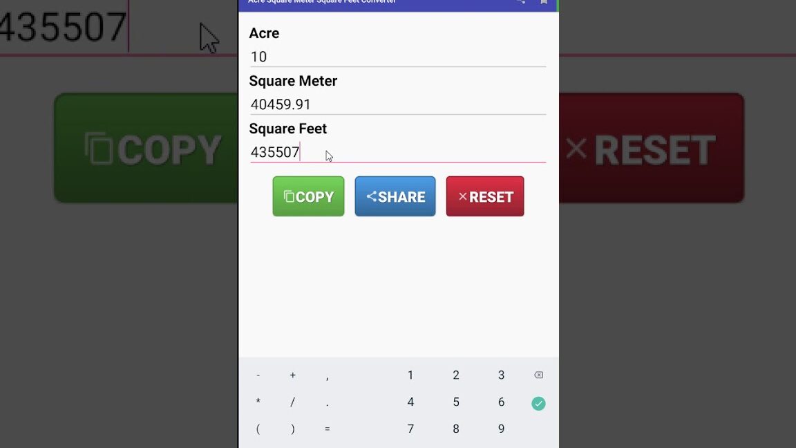 Convertidor de acre a metro cuadrado y pie cuadrado