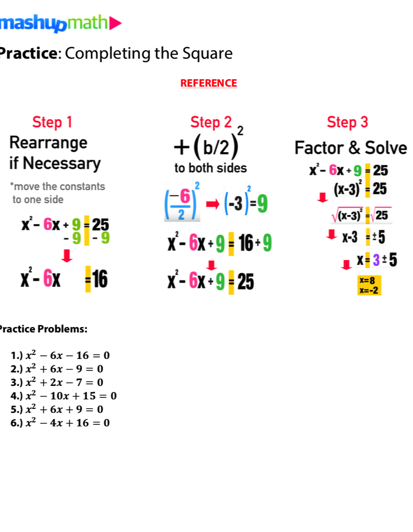 Completar la fórmula del cuadrado: su guía paso a paso — Mashup Math